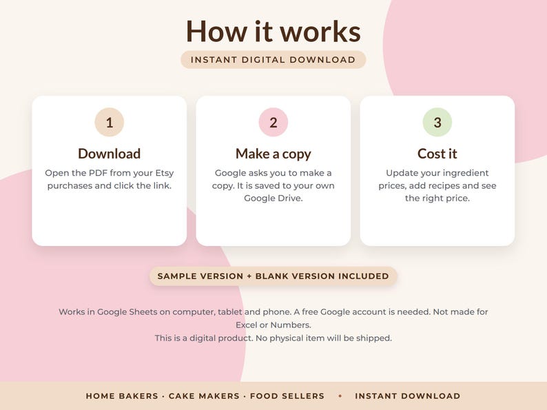 Recipe Cost Calculator Google Sheets, Bakery Pricing Spreadsheet, Home Baker Order Planner, Ingredient Costing image 8