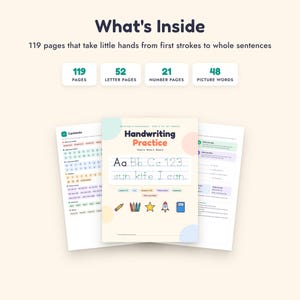 Handwriting Practice Workbook, Letter Tracing A-Z, Numbers 0-20, Preschool Kindergarten Printable image 2