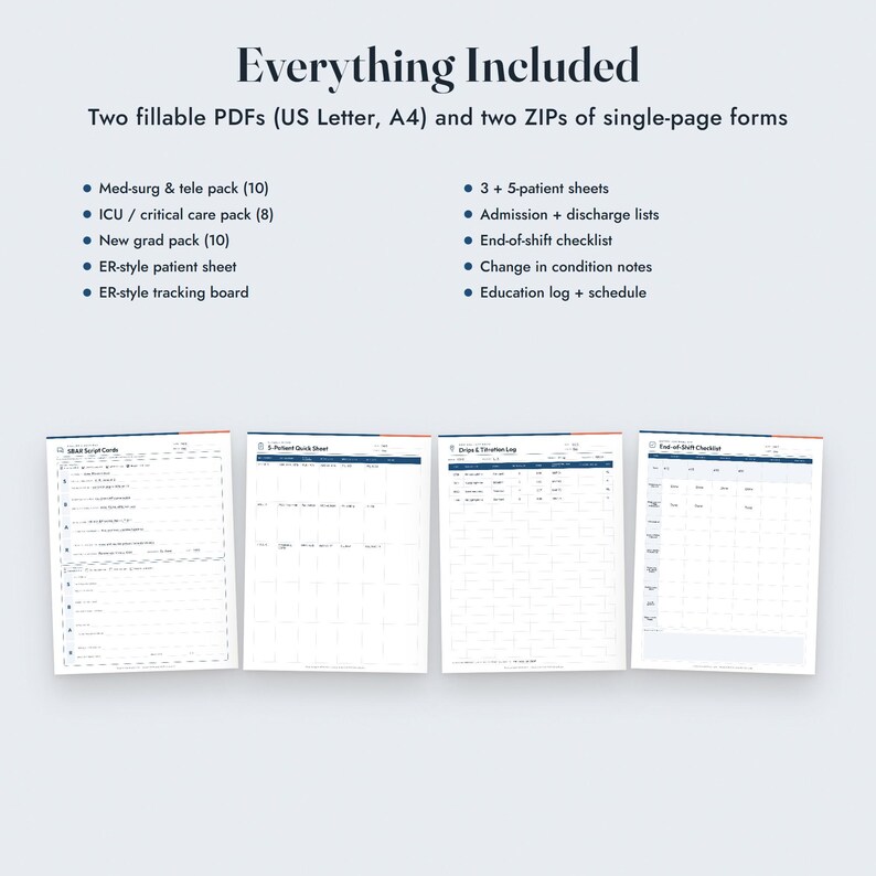 Nurse Report Sheet Bundle, 38 Fillable Forms, Med Surg, ICU, ER Style, New Grad image 10