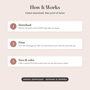 Savings Challenge Printable, Dream Home Color In Tracker, 500 to 10000, Letter A4 image 10