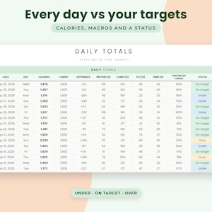 Kaloriräknare Google Sheets, Makrospårningsark, Matlogg, Proteinmål, Viktminskningsinstrumentpanel bild 5