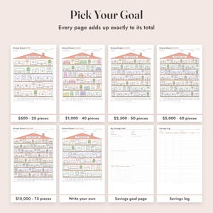 Savings Challenge Printable, Dream Home Color In Tracker, 500 to 10000, Letter A4 image 3
