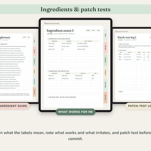 Skincare Journal Printable, Self Care Planner, Routine Tracker, Skin Diary, Product Inventory, Digital Undated image 6