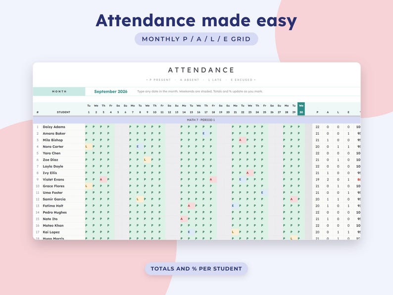 Teacher Gradebook Google Sheets, Grade Tracker, Weighted Average Calculator, Attendance Template, Student Progress Report image 5