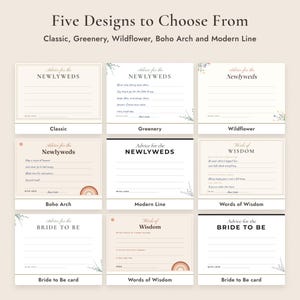 Wedding Advice Cards Printable, Newlywed and Bride to Be Cards, Signs, 5 Designs image 3