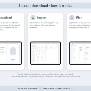 Digital Planner 2027 and Undated, Hyperlinked Daily Weekly Monthly Pages, Dusty Blue Landscape Journal image 8