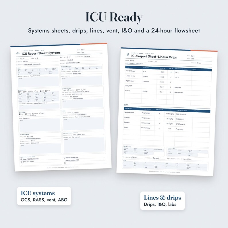 Nurse Report Sheet Bundle, 38 Fillable Forms, Med Surg, ICU, ER Style, New Grad image 6