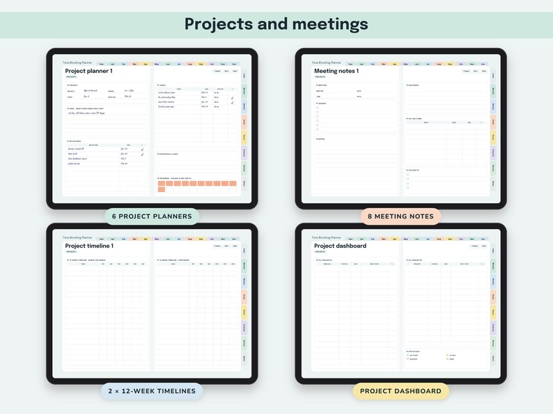 Time Blocking Planner Digital, Undated Productivity Journal, Hourly Schedule, Priority Matrix, Focus Session Log image 7