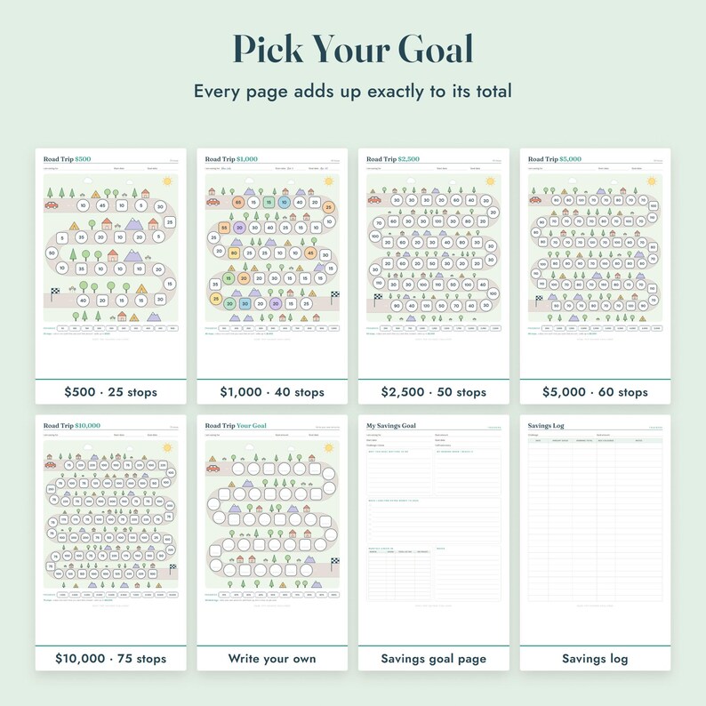 Savings Challenge Printable, Road Trip Map Color In Tracker, 500 to 10000, Letter A4 imagen 3
