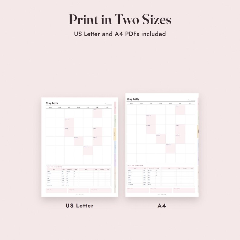 Bill Tracker Printable, Monthly Payment Calendar, Annual Checklist, Autopay Log, Due Dates, Letter A4 image 9