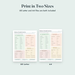 Diabetes Food List Printable, Diabetic Grocery List, Meal Planner, Plate Guide, Letter A4 imagem 9