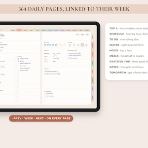 Undated Digital Planner, Hyperlinked Daily Weekly Monthly Pages, Boho Landscape Journal with Habit Tracker image 7