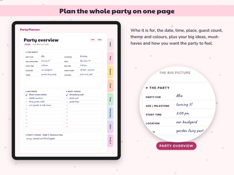 Party Planner Printable, Birthday Checklist, Guest List RSVP Tracker, Celebration Budget, Event Organizer Digital image 2