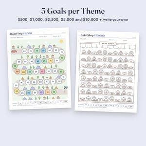 Savings Challenge Printable Bundle, 35 Color In Money Trackers, Mini Challenges, A6 Letter A4 image 4