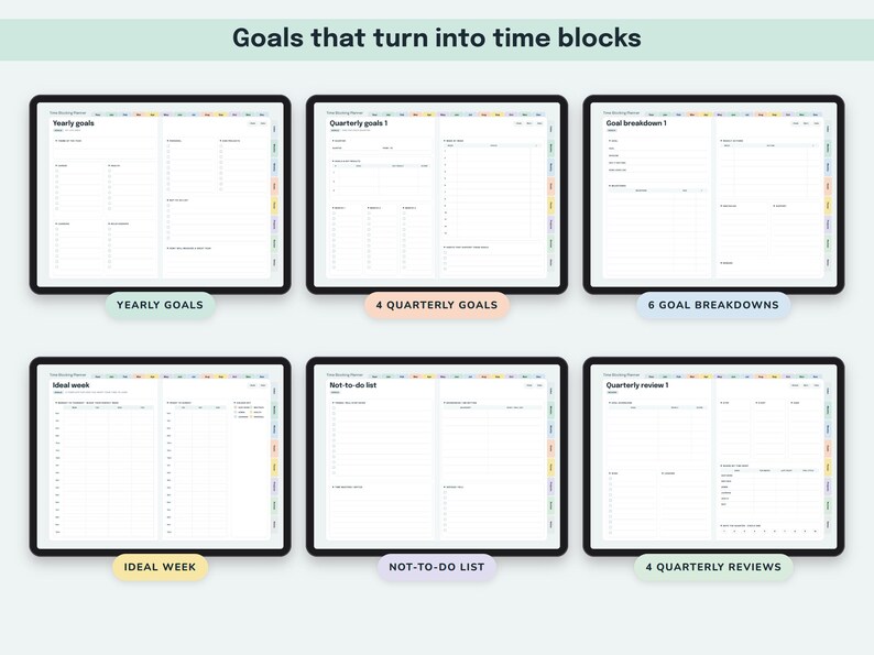 Time Blocking Planner Digital, Undated Productivity Journal, Hourly Schedule, Priority Matrix, Focus Session Log image 8