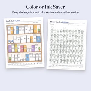 Savings Challenge Printable Bundle, 35 Color In Money Trackers, Mini Challenges, A6 Letter A4 image 6