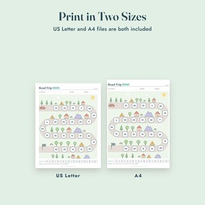 Savings Challenge Printable, Road Trip Map Color In Tracker, 500 to 10000, Letter A4 imagen 9