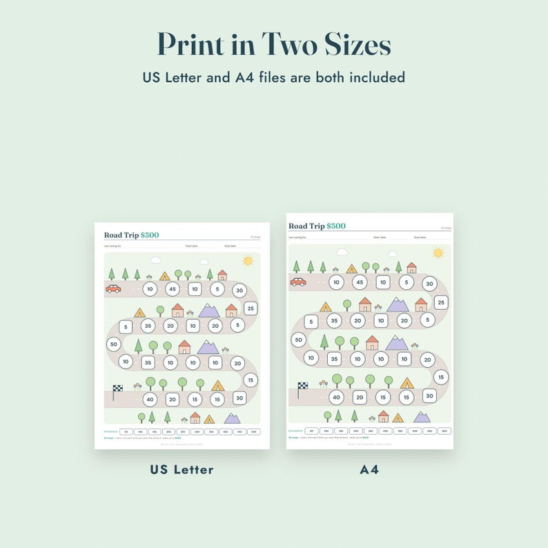Savings Challenge Printable, Road Trip Map Color In Tracker, 500 to 10000, Letter A4 imagen 9