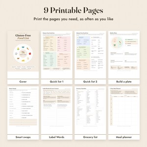 Gluten Free Food List Printable, Celiac Grocery List, Label Guide, Meal Planner, Letter A4 image 3