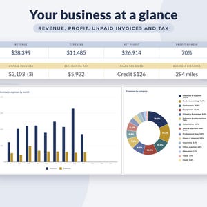Small Business Bookkeeping Spreadsheet Google Sheets, Profit and Loss, Income Expense Tracker, Tax Estimate image 2