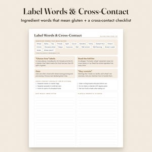 Gluten Free Food List Printable, Celiac Grocery List, Label Guide, Meal Planner, Letter A4 image 6
