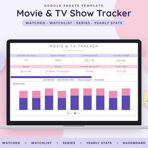 Google Sheets voor het bijhouden van films, een kijklijst voor tv-series, een logboek voor afleveringen van series en een dagboek voor filmbeoordelingen. afbeelding 1