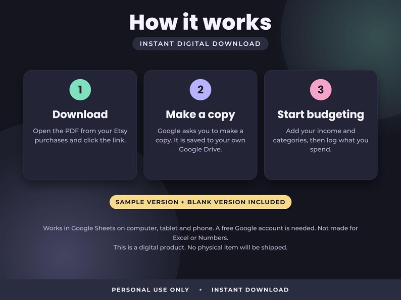 Dark Mode Budget Spreadsheet, Google Sheets Monthly Yearly Planner, Savings Goals Tracker Dashboard image 8