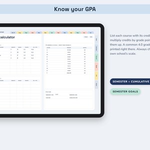 Academic Planner 2026 2027, Hyperlinked Digital Student Agenda with Assignment Tracker and GPA Calculator image 5