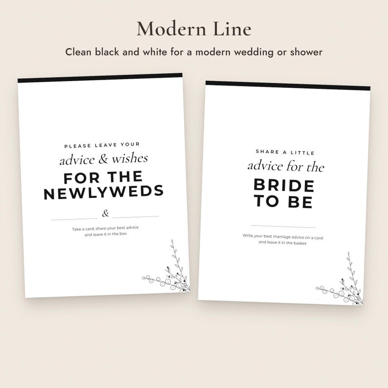 Wedding Advice Cards Printable, Newlywed and Bride to Be Cards, Signs, 5 Designs image 6