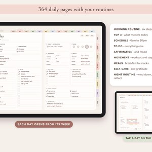 That Girl Planner Digital, Undated Daily Routine, Self Care Journal, Habit Tracker, Glow Up image 2