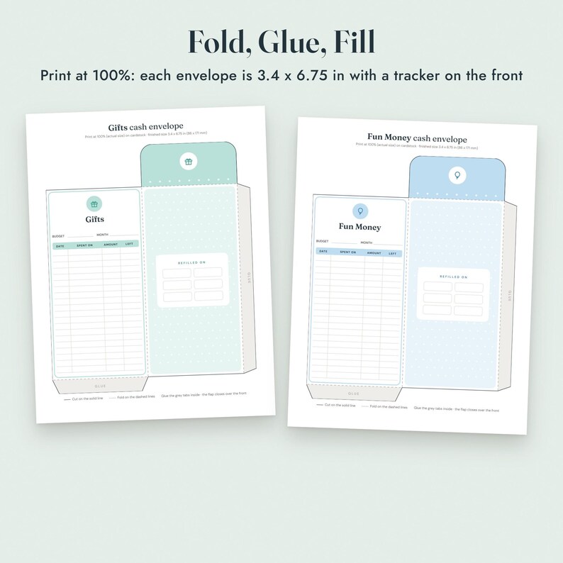 Cash Envelope Printable Kit, Fold and Glue Envelopes, A6 Budget Binder Inserts, Sinking Funds image 4