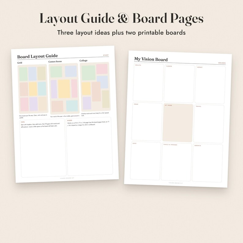 Vision Board Kit Printable, 330 Words and Affirmations, Goal Setting Worksheets image 9