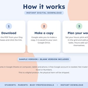 Weekly Planner Google Sheets, Time Block Schedule, Routine Template, To Do List, Habit Tracker image 8
