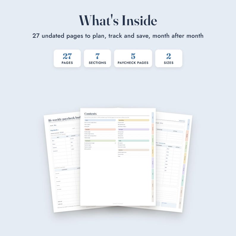 Budget Planner Printable, Bi-Weekly Paycheck Planner, Expense Tracker, Savings Tracker, Bill Calendar, Letter A4 image 2