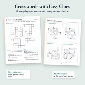 Senior Activities Printable, Large Print Word Search and Crossword, Dementia Activity Book, 104 Pages imagen 5