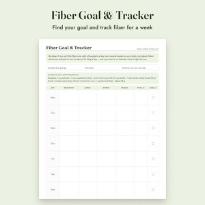High Fiber Food List Printable With Grams, Grocery List, Fiber Tracker, Letter A4 image 6