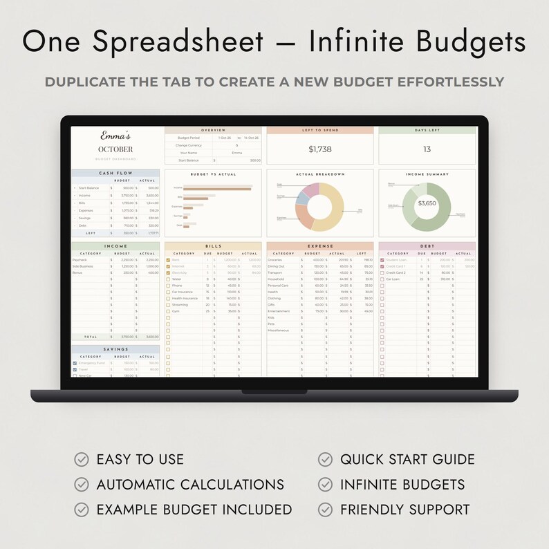 Paycheck Budget Spreadsheet Google Sheets, Neutral Biweekly Planner, Bills Due Before Payday bild 8