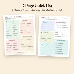 GERD Food List Printable, Acid Reflux Diet, Trigger Food Diary, Grocery List, Letter A4 image 4