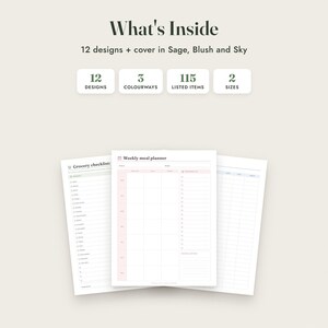 Grocery List Printable, Meal Planner, Pantry Inventory, Aisle Checklist, 3 Colours, Letter A4 imagen 2