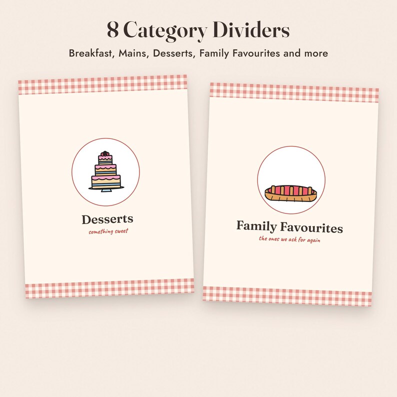 Recipe Book Template Printable, Family Cookbook, 4x6 Recipe Cards, Kitchen Binder Pages image 6