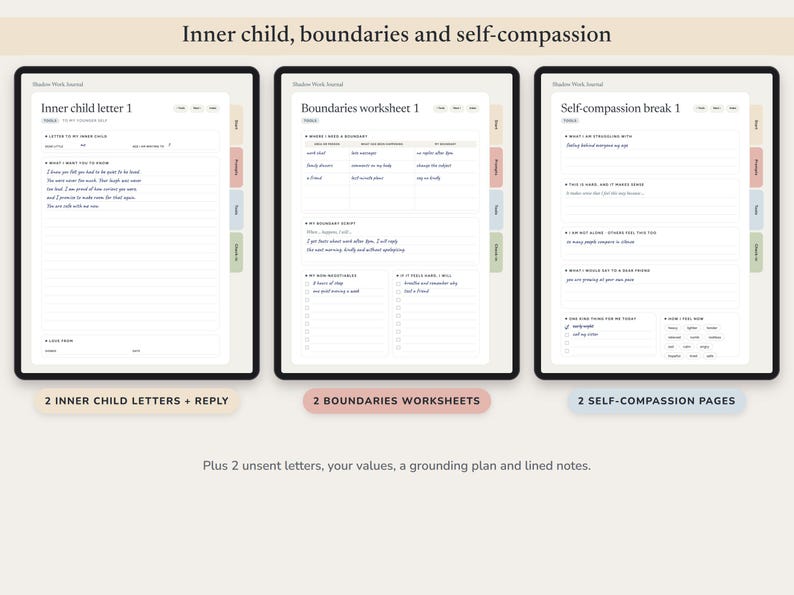 Schattenarbeit-Tagebuch zum Ausdrucken, 120 geführte Anregungen, Arbeitsbuch für das Innere Kind, undatiertes digitales Selbstfindungsbuch Bild 6