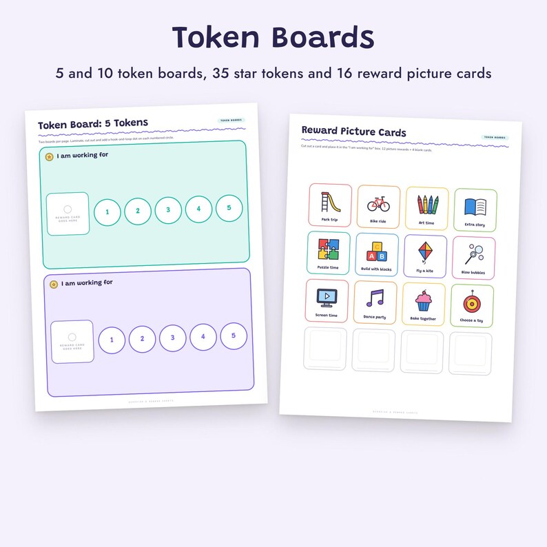 Behavior Chart for Kids, Sticker Chart, Token Board, Reward Coupons, Positive Behavior Printable image 5