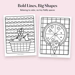 Livro de colorir simples e divertido: Doces Deliciosos, 40 páginas para imprimir, PDF com desenhos simples de comida para colorir imagem 5
