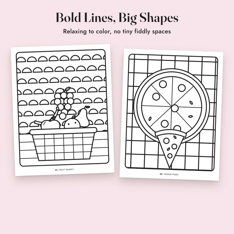 Livro de colorir simples e divertido: Doces Deliciosos, 40 páginas para imprimir, PDF com desenhos simples de comida para colorir imagem 5