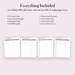Nurse Report Sheet ICU, Fillable Critical Care Brain Sheet, Drips, Flowsheet, SBAR, Letter A4 image 10