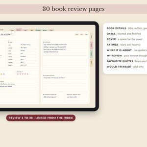 Digital Reading Journal, Hyperlinked Book Tracker with Review Pages, TBR List and Yearly Challenge image 2