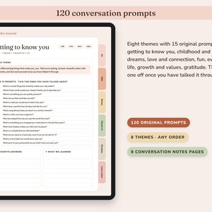 Diario di coppia stampabile, quaderno di esercizi per la relazione, 120 spunti di conversazione, idee per serate romantiche, check-in settimanale immagine 2