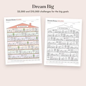 Savings Challenge Printable, Dream Home Color In Tracker, 500 to 10000, Letter A4 image 6