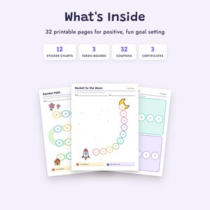 Behavior Chart for Kids, Sticker Chart, Token Board, Reward Coupons, Positive Behavior Printable image 2