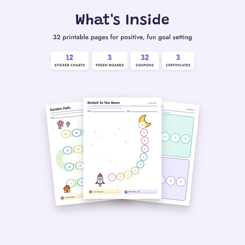 Behavior Chart for Kids, Sticker Chart, Token Board, Reward Coupons, Positive Behavior Printable image 2